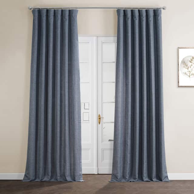 Exclusive Fabrics Italian Faux Linen Curtain (1 Panel) - 50 X 120 - Sweden Blue