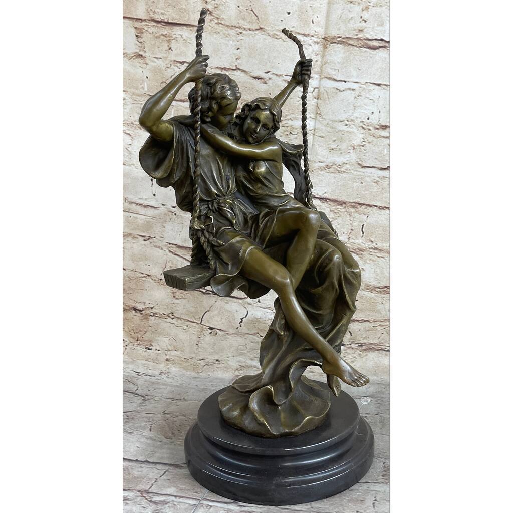 Hand Made Perfect Valentine Gift Couple In Love On Swing Set Bronze Figurine Lrg