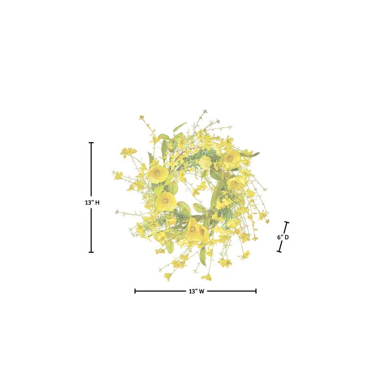 13" Spring Poppy/Forsythia Candle Ring