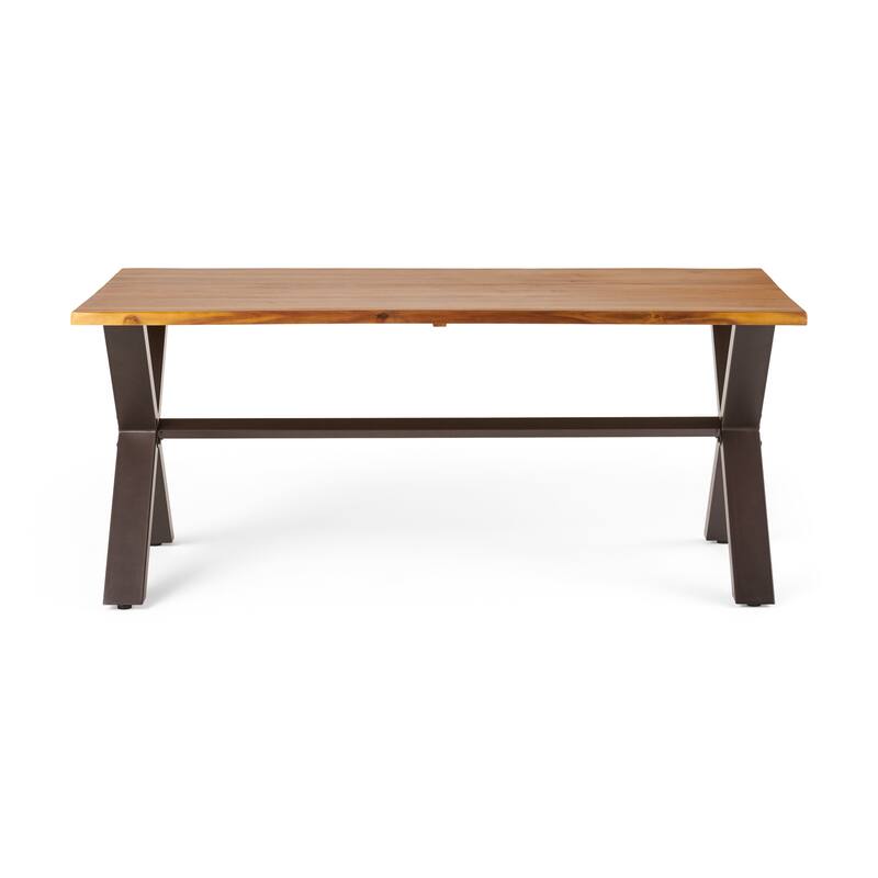 Roomfitters 3-Piece Outdoor Dining Set with Acacia Wood Table and Benches, Patio Furniture, Teak