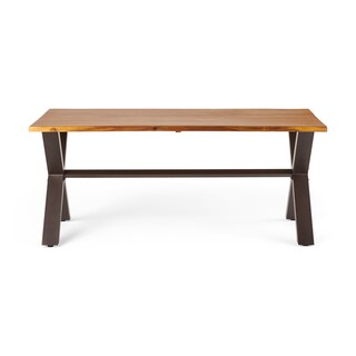Sanibel Acacia Wood and Iron Outdoor Dining Table by Christopher Knight Home
