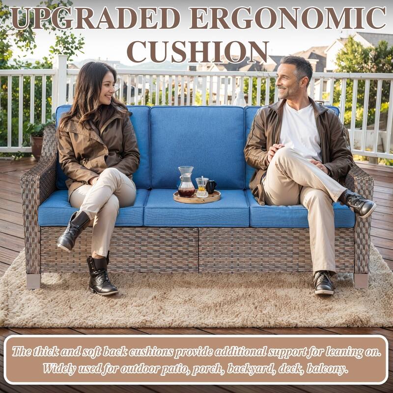 Outdoor Swivel Rocking Chair Conversation Set - Brown