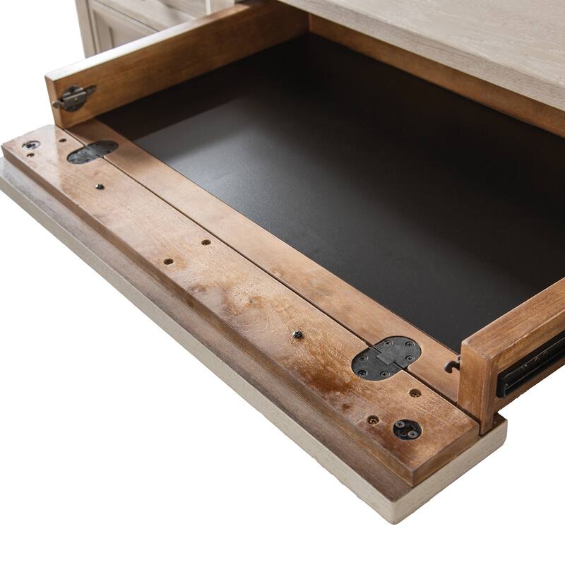 Furniture of America Durem Modern Tawny Brown 66" Executive Desk with Drawers, Keyboard Tray and Power Outlet