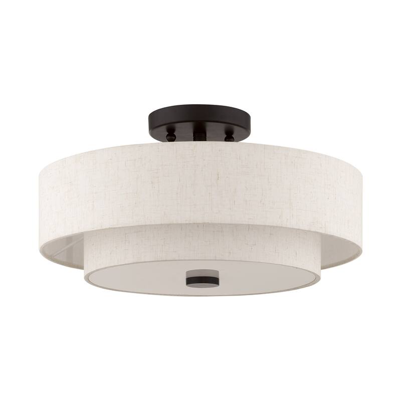 Livex Lighting Claremont 3 Light 15" Wide Semi-Flush Drum Ceiling