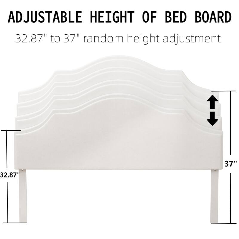 Queen Size Bed Frame Upholstered Platform Bed with Adjustable Headboard,Linen Fabric Padded, Modern Simple Style Platform Bed