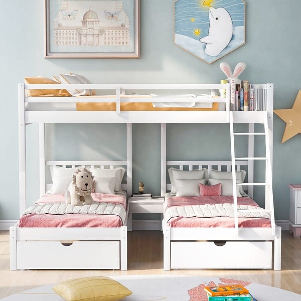 slide 2 of 20, Full Over Double Twin Storage Bunk Bed with Drawers