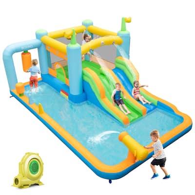 Costway Inflatable Water Slide Giant Kids Bounce House Park Splash - as pic shows - See Details