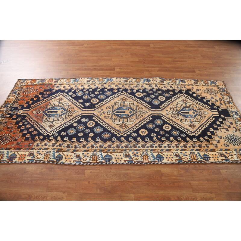 Tribal Qashqai Persian Antique Area Rug Handmade Wool Carpet - 3'6"x 7'9"