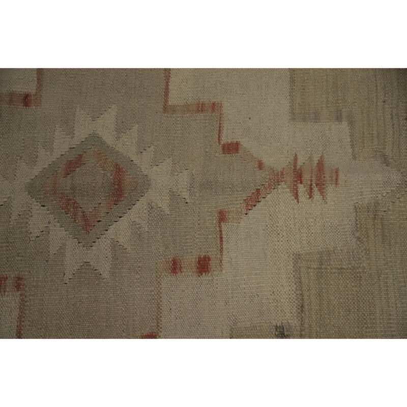 Hand Woven Oriental 100% Wool Carpet Southwestern Tribal Greys & Charcoal Kilim Area Rug - 12' 1'' X 8' 8''