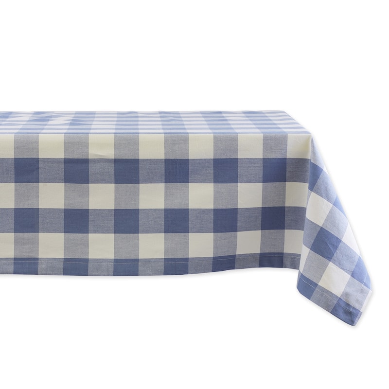 Farmhouse Buffalo Check Cotton Tablecloth - 104" - Stonewash Blue and White
