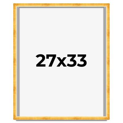 27x33 Shadow Box Frame Gold | 1.625 Inches Deep Real Wood Traditional