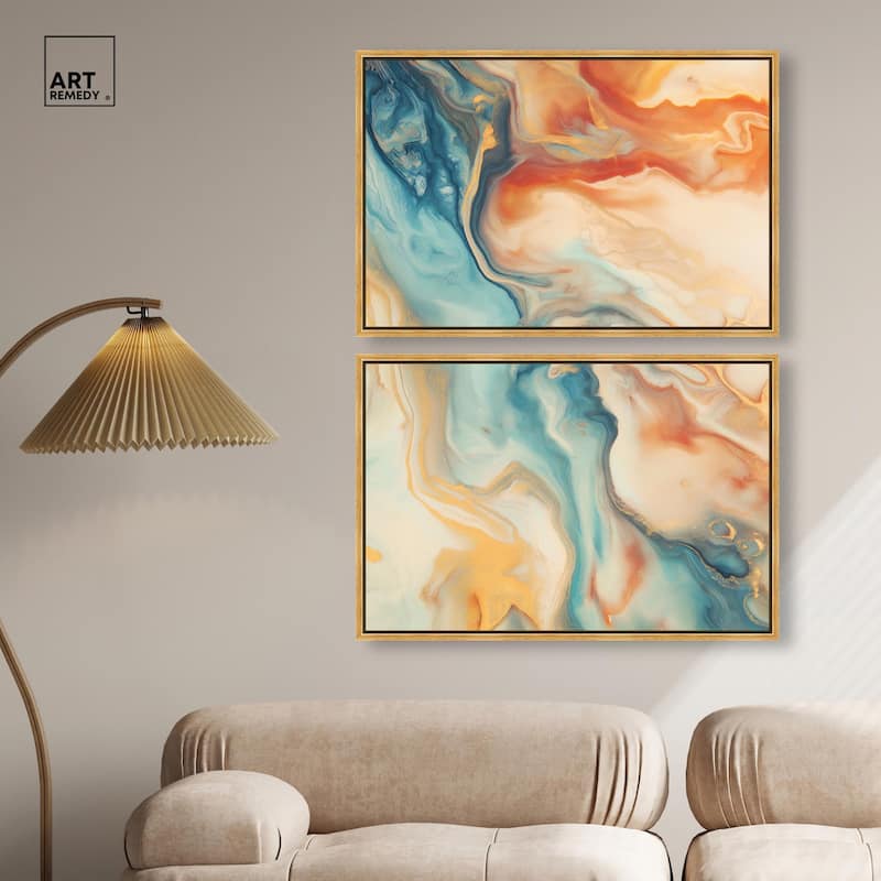Marbled Sunrise II Canvas Set of 2 by Art Remedy