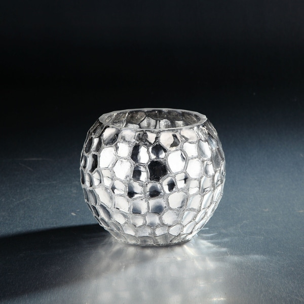5" Metallic Silver Tabletop Glass Bowl Vase Tabletop Decor - N/A