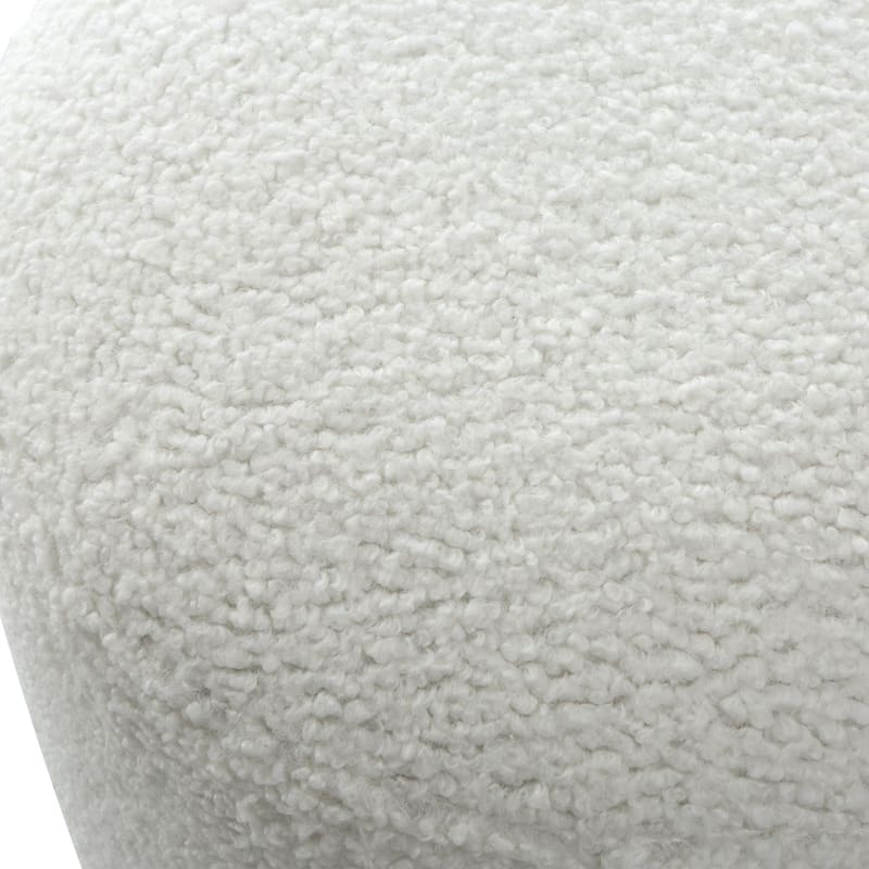 Faux Shearling Plush Ottoman - 18" - White