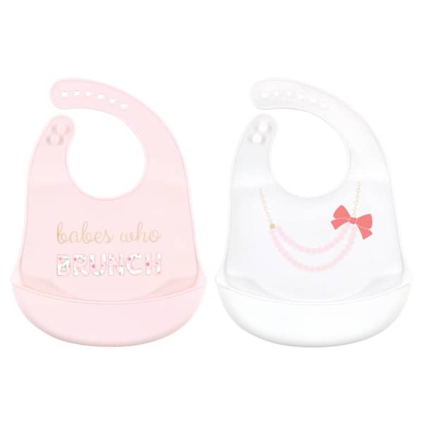 slide 1 of 1, Little Treasure Baby Girl Silicone Bibs 2pk, Brunch, One Size - Brunch - One Size One Size - Brunch
