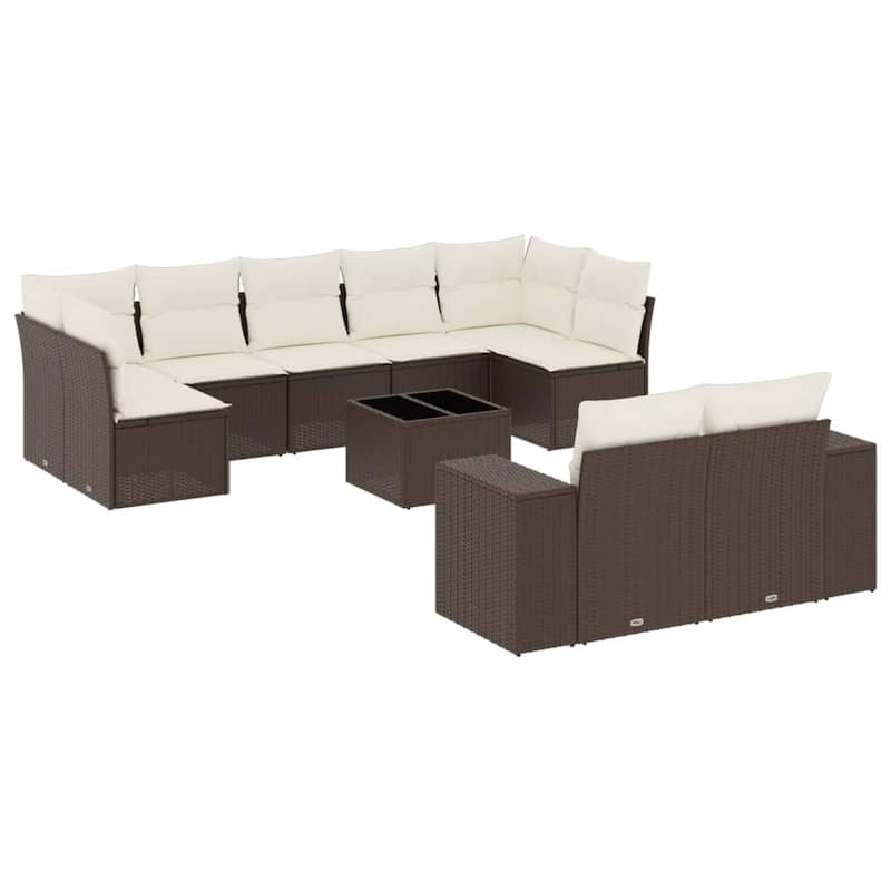vidaXL Patio Sofa Set with Cushions Outdoor Conversation Furniture Poly Rattan