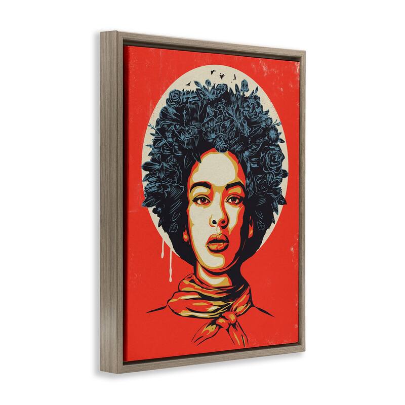 Stupell Vibrant Portrait of Woman Framed Floater Canvas Wall Art Design By Balazs Solti