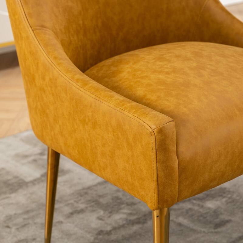 SEYNAR Modern Glam PU Leather Dining Chair or Vanity Chair Set of 2 with Rear Handle