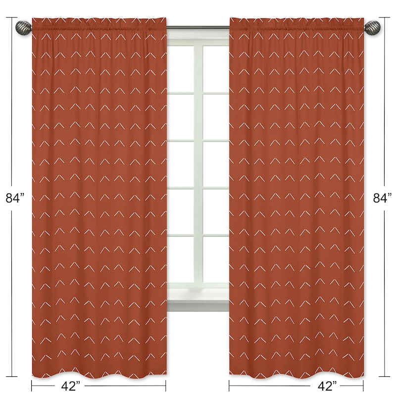 Boho Arrow 84in Window Treatment Curtain Panel Pair - Ivory Burnt Orange Modern Farmhouse Southwest Shabby Chic Bohemian Diamond