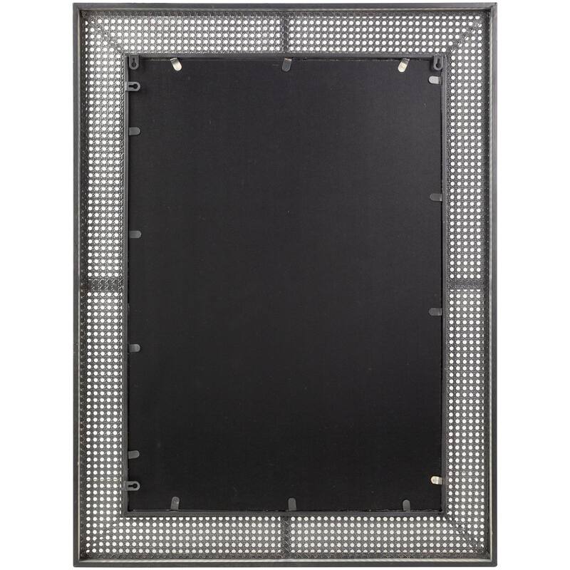 Aviva Modern Boho Cane & Black Rectangular Wall Mirror