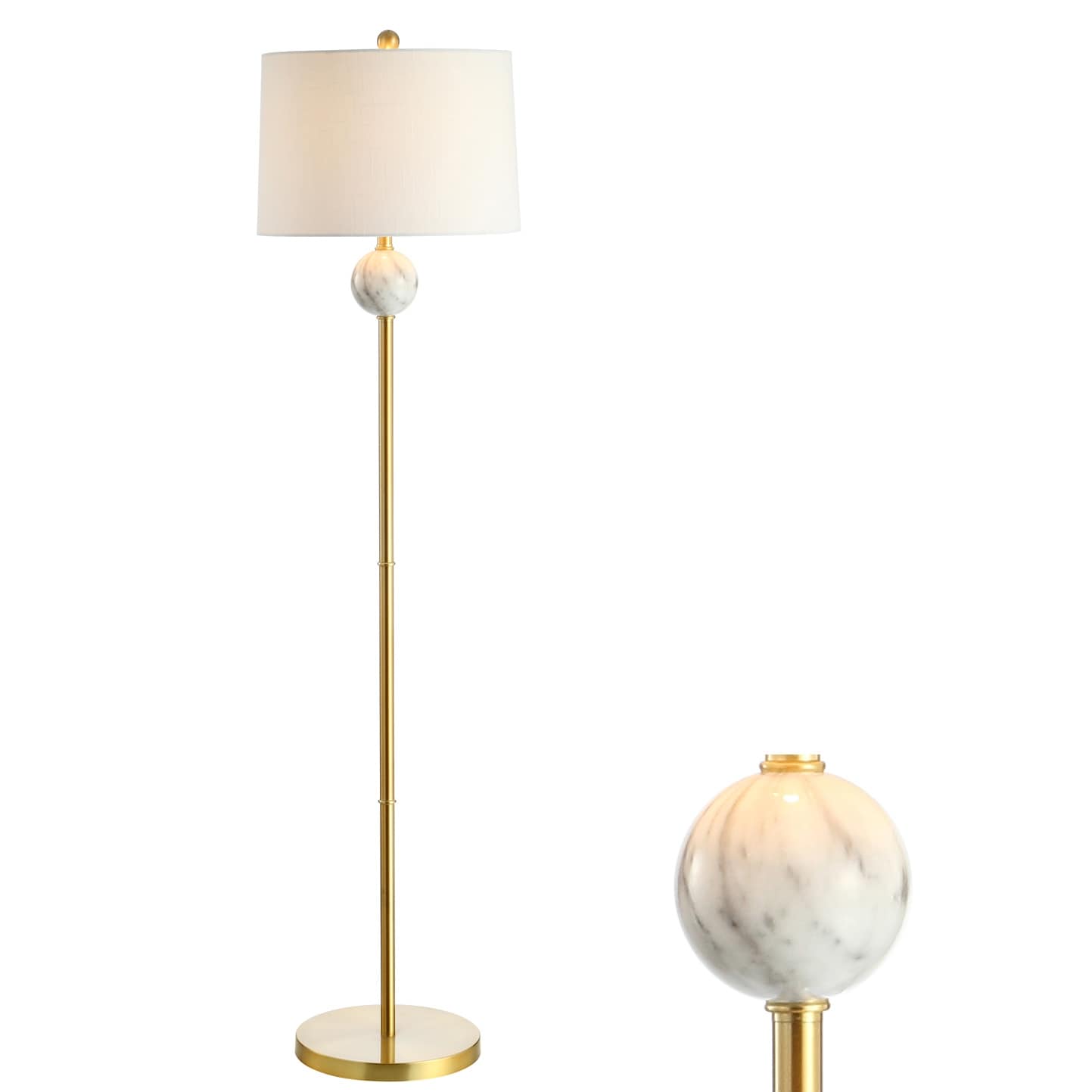 JONATHAN Y Axel 60" Modern Metal/Resin LED Floor Lamp, Brass Gold/White