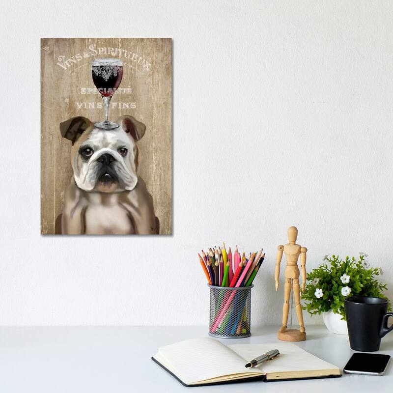 iCanvas "Dog Au Vin, English Bulldog" by Fab Funky Canvas Print - 12x8x0.75
