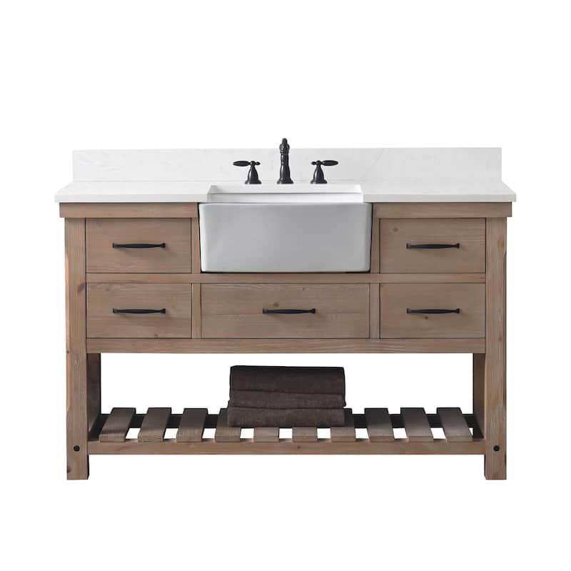 Sudio Design Bathroom Vanity Wesley Weathered Collection. - 54" Single Sink - Weathered Natural