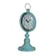 13 Inch Decorative Table Clock, Iron, Vintage Inspired Design, Aqua ...