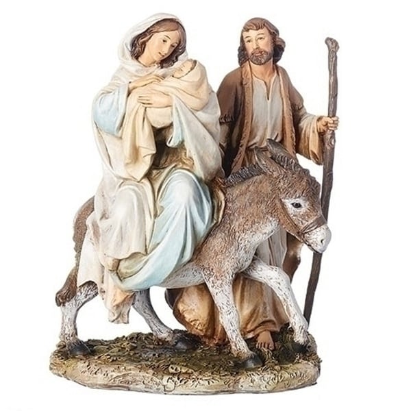 8.25” Brown and Blue Flight Into Egypt Figurines - N/A