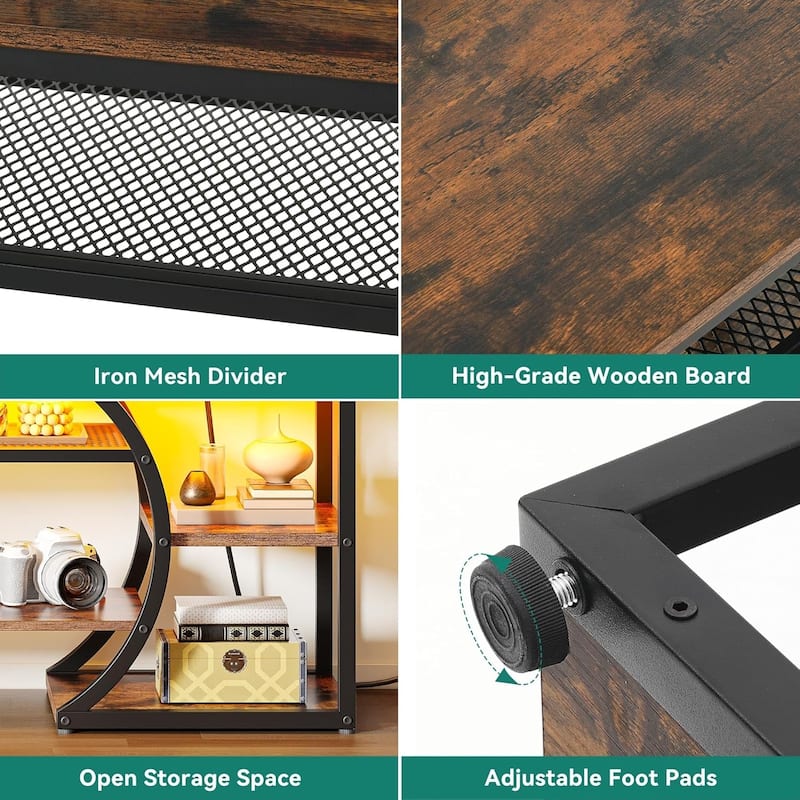 Moasis Industrial TV Stand Media Console with Mount and Storage Shelves for TV up to 70 Inches