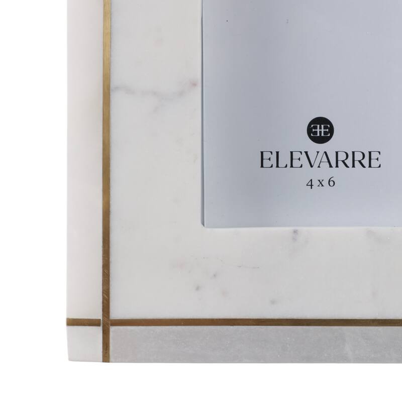 Marble Stone Frame with Inlaid Detail Modern Glam Decorative Accent