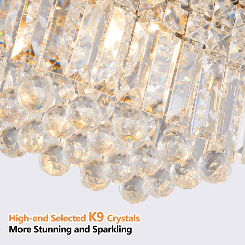 Modern Rectangular Crystal Chandelier 8-Light Pendant Lights for Dining Room (Bulbs Not Included)