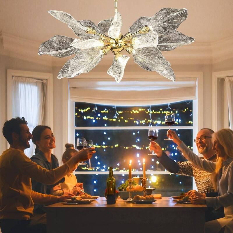 KAYLA D31.5" 18-Light Modern Chandelier, Bionic Leaf Chandelier - 31.5in