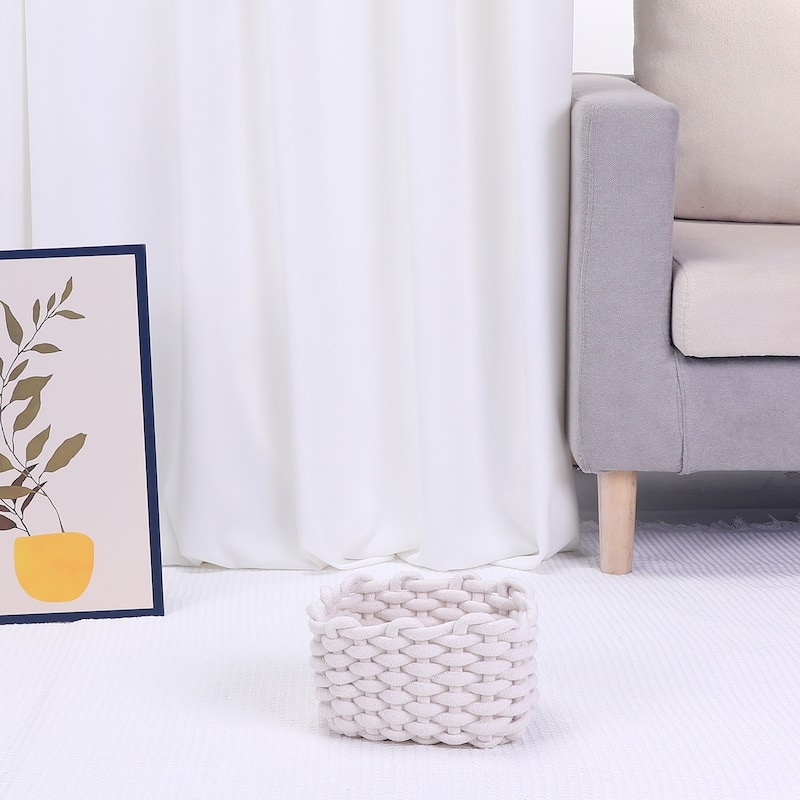Woven Storage Basket Bin, Shelf Closet with Handles for Key Tray Bowl for Entryway Desk, Catchall Home Decor - 7.5*6*5in