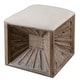 preview thumbnail 1 of 0, Uttermost Jia Wooden Burst Base Ottoman Neutral Linen with Weathered Fir