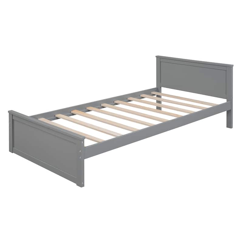 Full size Loft Bed with a twin size Stand-alone bed, Shelves,Desk,and Wardrobe-Gray