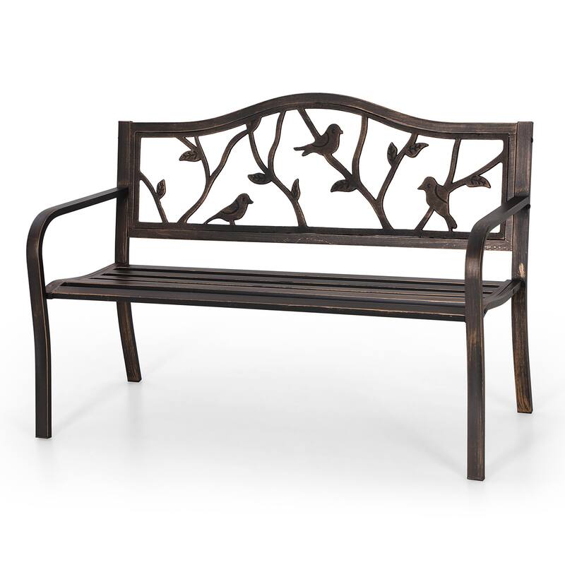 Sophia & William Outdoor Patio Metal Bench - Antique