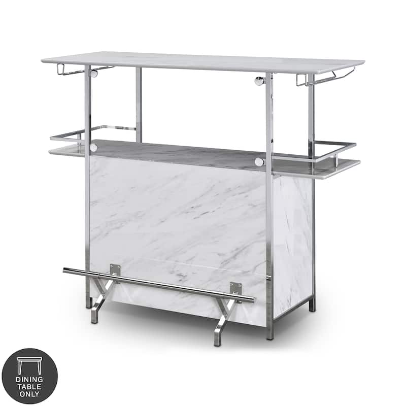 Iche Contemporary White 47-inch Wide Faux Marble Bar Table by Furniture of America
