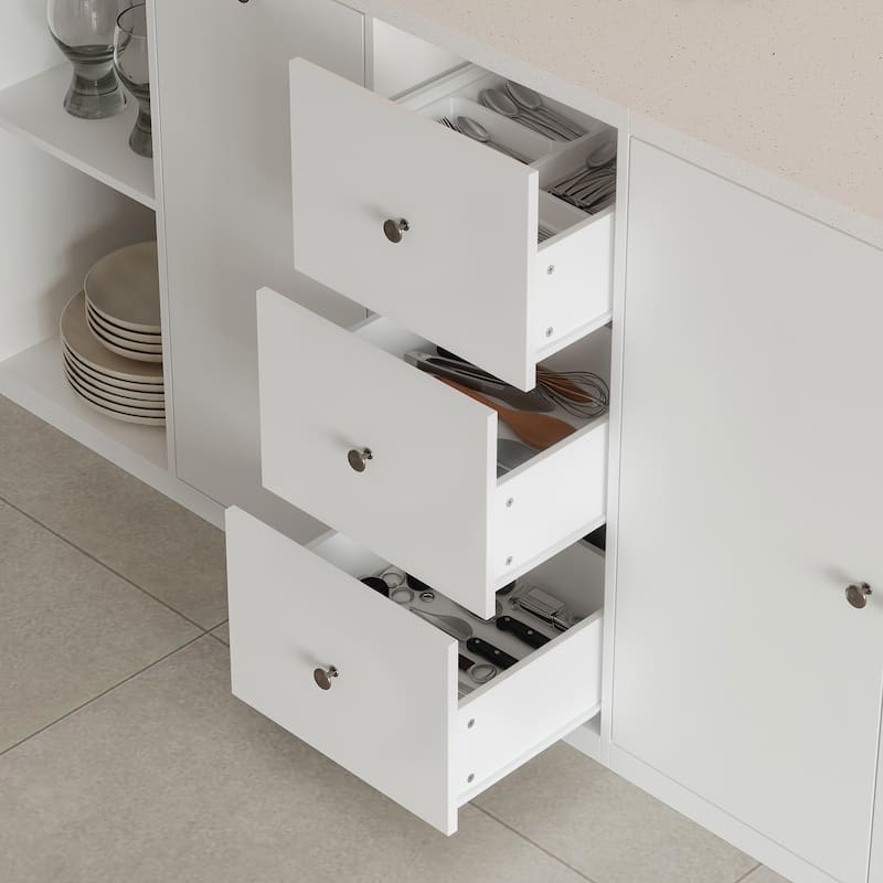 Kitchen Island Large Storage Cabinet with 10-Gallon Trash Bin Space, Sideboard Buffet Ding Table