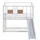 preview thumbnail 12 of 23, Modern Twin Over Twin Metal Floor Bunk Bed with Ladder and Slide, House Shaped Metal Bedframe with Roof for Kids, Space-Saving