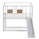 preview thumbnail 12 of 15, White Twin over Twin Size Metal House Bunk Bed With Slide for Kids, Teens, Girls, Boys
