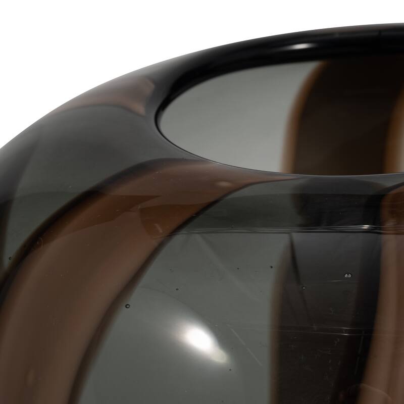 Glass Modern Striped Decorative Vase - Brown