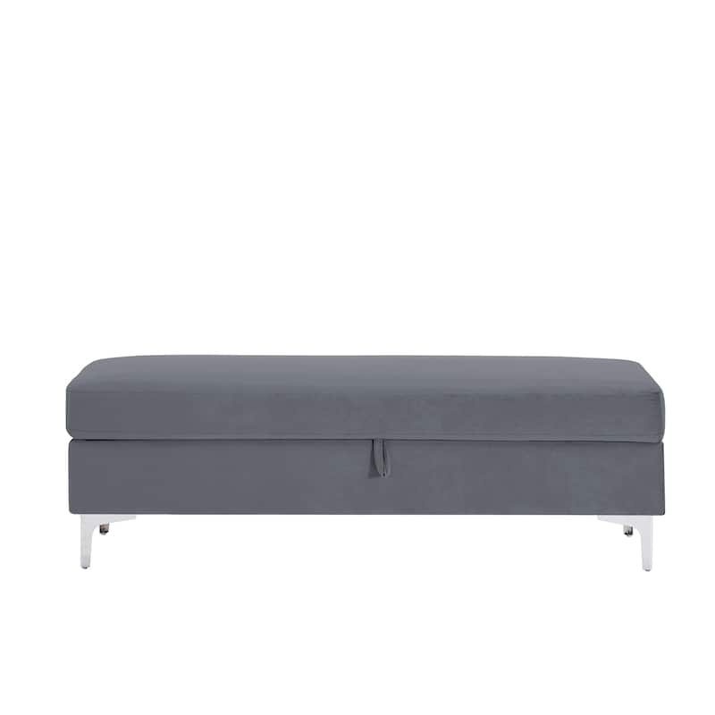 Modern Velvet Ottoman Bench, Storage Ottoman for Home