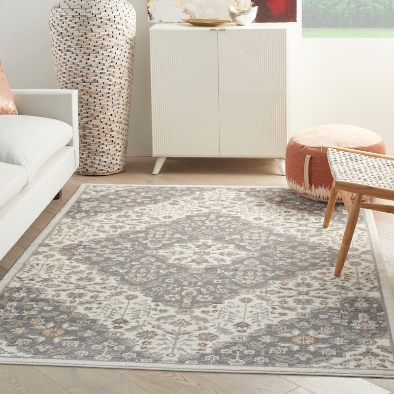 Nourison Elation Persian Medallion Area Rug - 4' x 6' - Ivory Grey - Rectangle