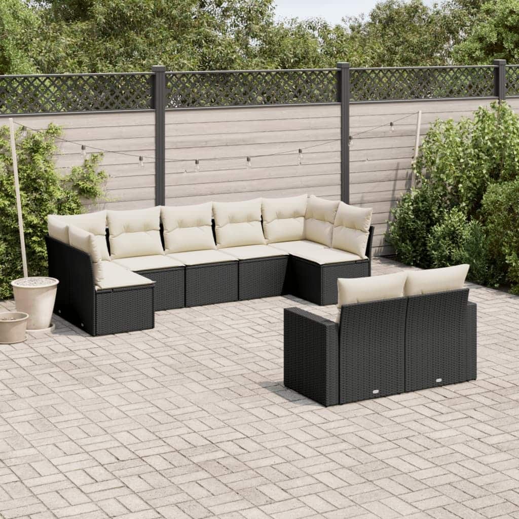 vidaXL Garden Sofa Set 9 Piece with Cushions Outdoor Sofa Set Poly Rattan