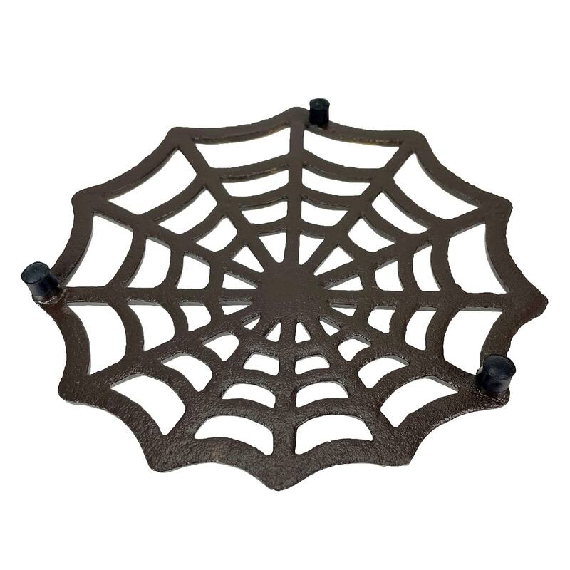 Cast Iron Spider Web Trivet 8" Bronze Gothic Decor, Kitchen Heat - 0.5 X 8 X 8 inches