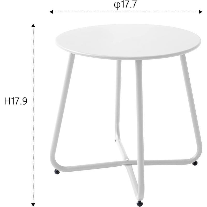 Patio Side Tables for Outside, Small End Table Accent Table Metal Round for Deck Garden Porch Balcony Yard Lawn