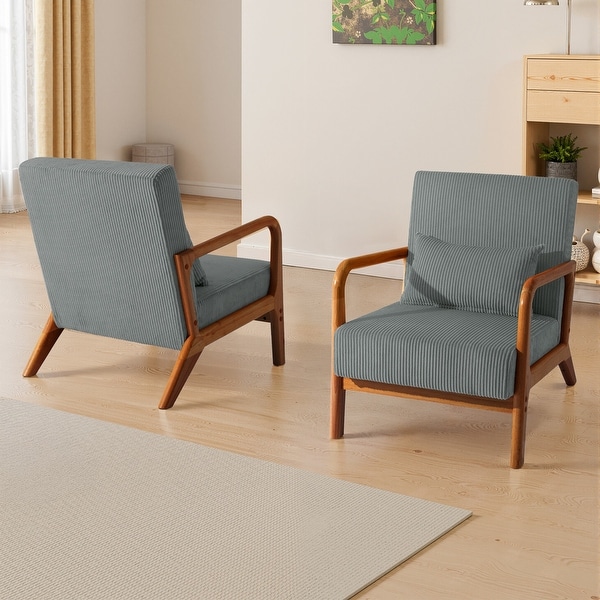 Set of 2 Mid-Century Upholstered Accent Chair with Cushion