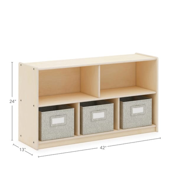 dimension image slide 2 of 3, Guidecraft EdQ Essentials Two Shelf 5 Compartment Storage 24''