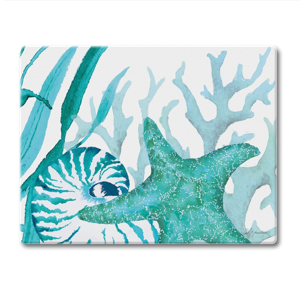 Counterart Glass Cutting Board Counter Saver 10" x 8" - Coral Life - 10x8x.038